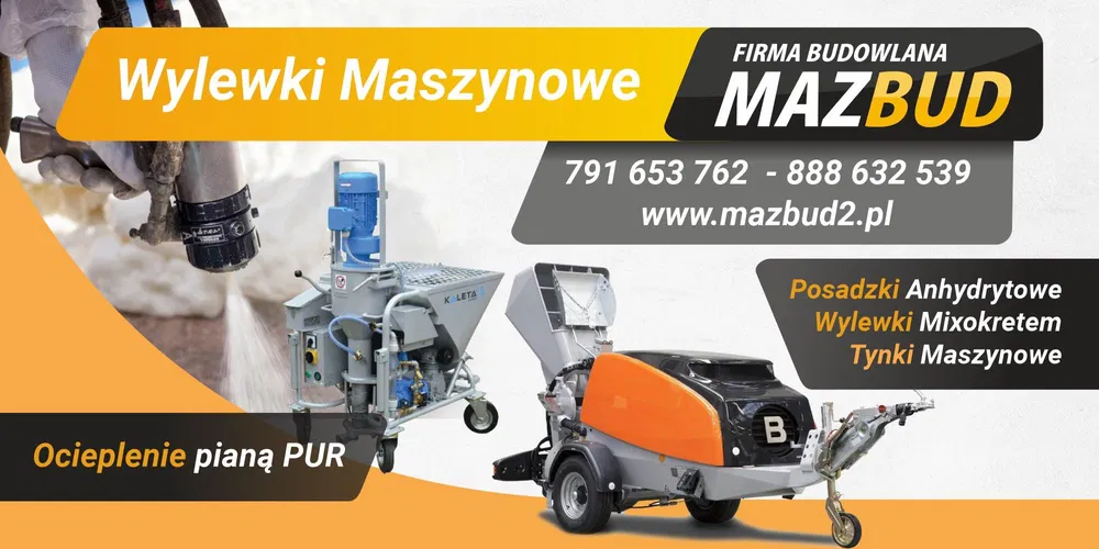 Wylewki betonowe, Posadzki maszynowe,Styrobeton, Tynki maszynowe