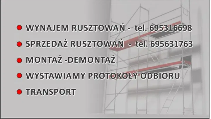 Wynajem rusztowań elewacyjnych Głogów Jerzmanowa Polkowice