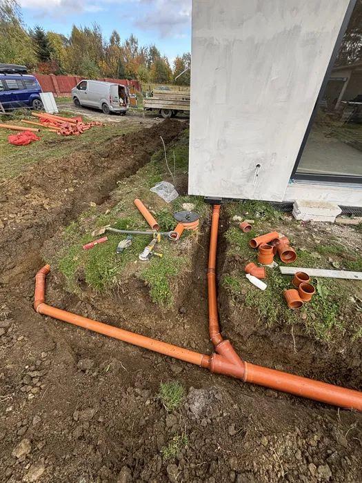 Drenaże opaski domu ocieplenie fundamentow kanalizacje deszczowe ryny