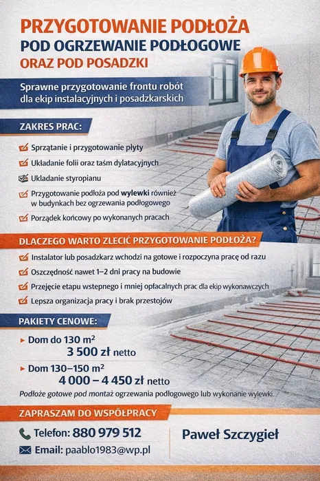 Układanie styropianu pod ogrzewanie podłogowe lub posadzkę