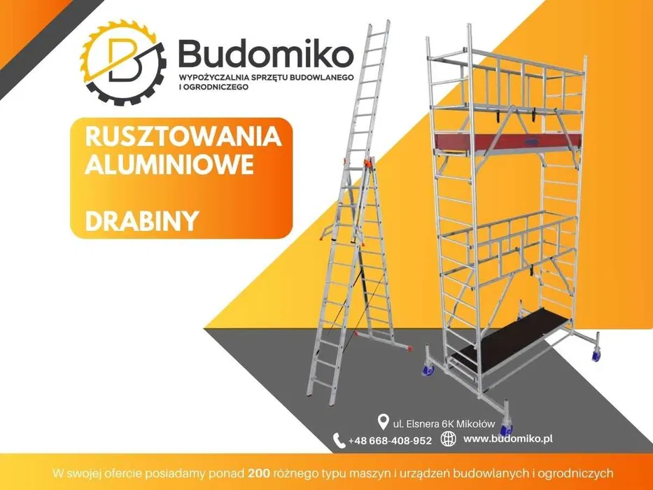 Wynajem , rusztowanie aluminiowe Krause Protec 6.3 m/ drabina 9,3 m