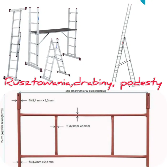 Rusztowanie warszawskie mini na schody aluminiowe drabina wynajem