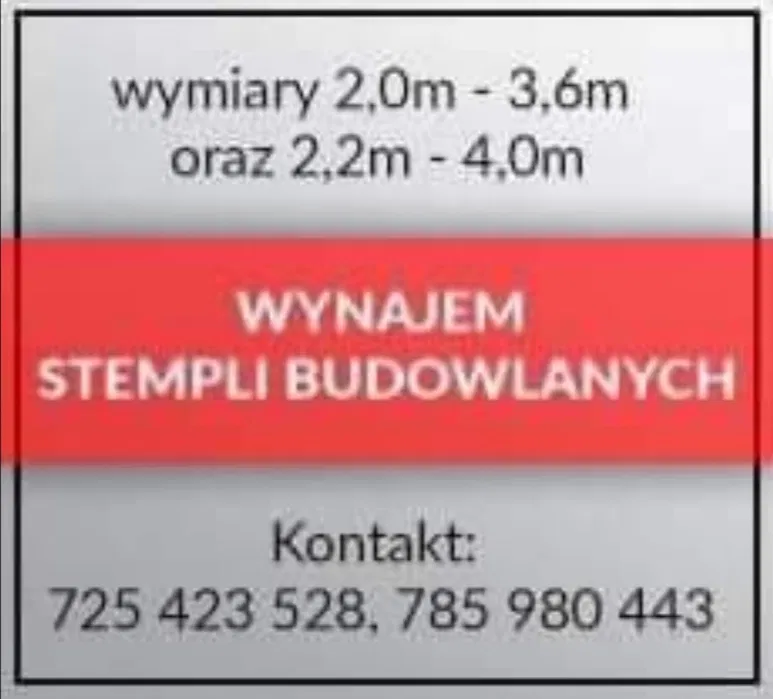 Wynajem metalowych regulowanych stempli budowlanych