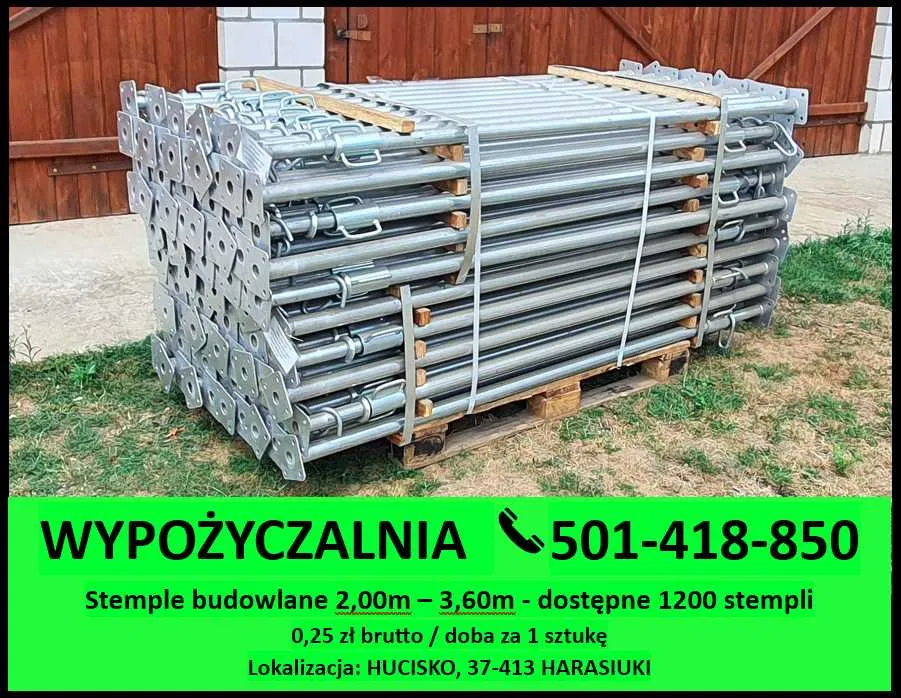 Stemple budowlane - Wypożyczalnia - Dostępne 1200 stempli