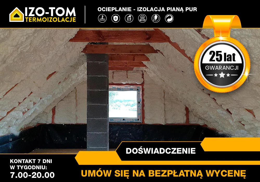 Ocieplenie Pianą PUR Ocieplanie pianką Izolacja Poddasza Dachu Śląsk
