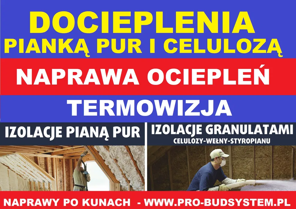 Docieplanie Pianką PUR Ocieplanie poddasza Celuloza Termowizja Pianka