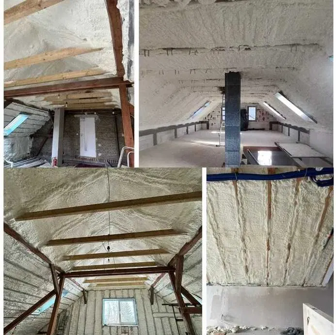Ocieplenie ocieplanie izolacja pianą piana pianka PUR poddasza dachu