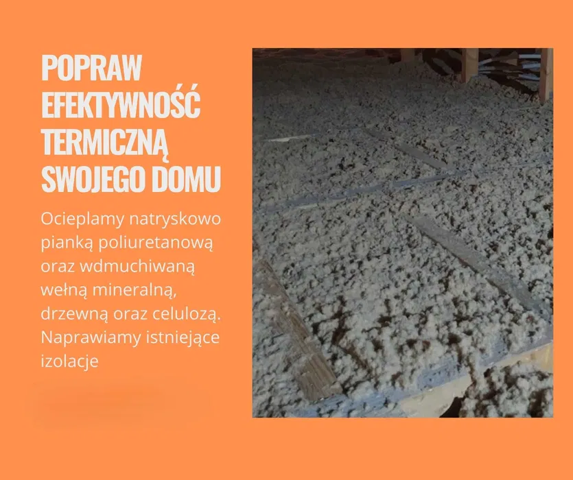 Ocieplanie poddaszy, stropów, naprawa ocieplenia celulozą, wełną