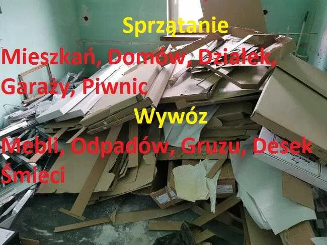 Wywóz gruzu odpadów budowlanych opróżnianie sprzątnie mieszkań domów