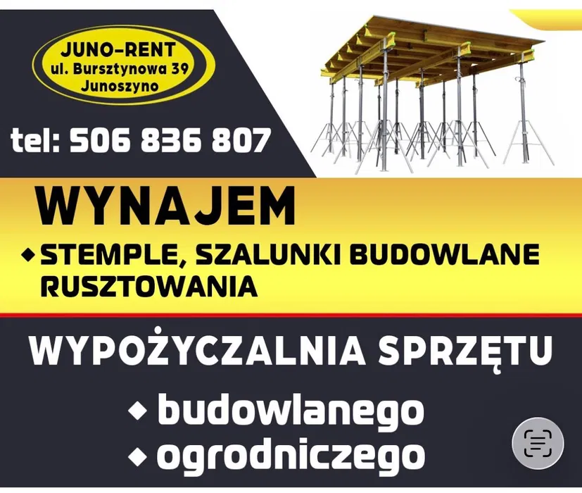 Steple, szalunki, dźwigary , Wynajem, Wyporzyczalnia