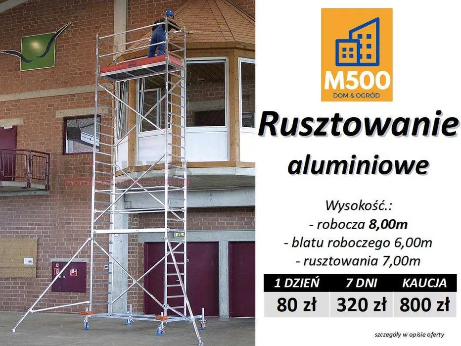 Wynajmę RUSZTOWANIE 8m aluminiowe lekkie mobilne wypożyczę wynajem