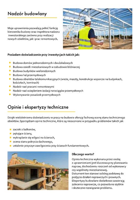 Odbiory mieszkań, kierownik budowy, inspektor nadz. przeglądy budynków