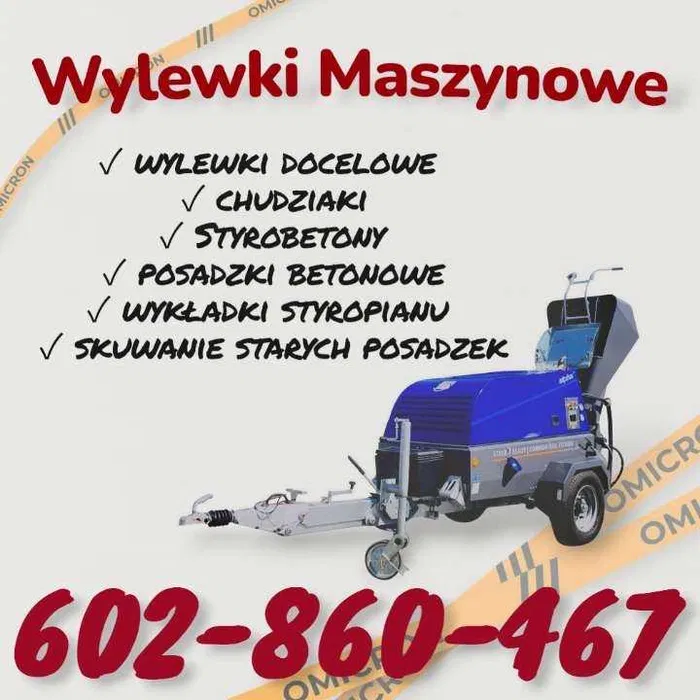 Wylewki maszynowe jastrych chudziak styrobeton posadzki z mixokreta