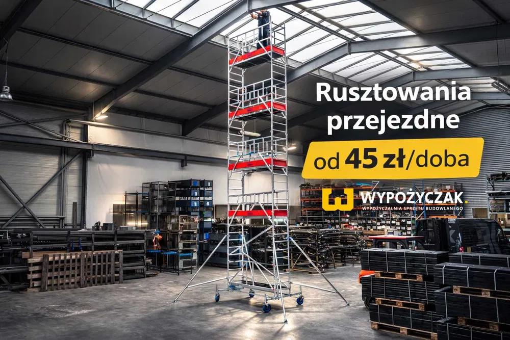 Rusztowanie aluminiowe jezdne przejezdne do 14,3m Krause - WYNAJEM