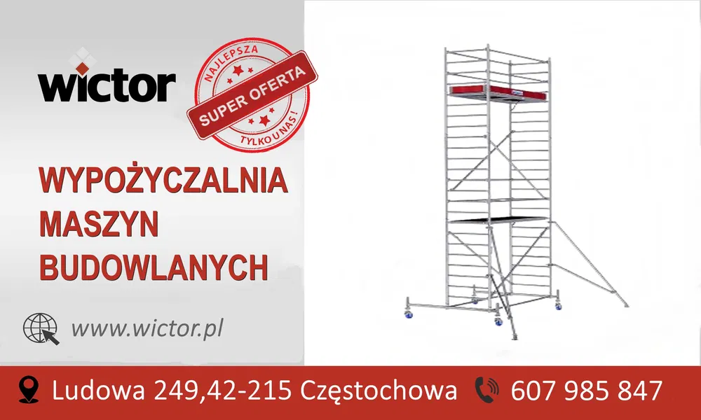 Rusztowanie aluminiowe jezdne wynajem -wypożyczalnia Częstochowa