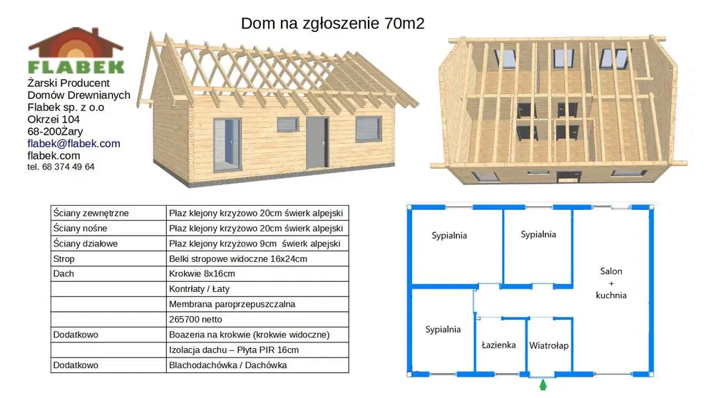 Budowa - drewniany dom całoroczny, domy z nieosiadających bali CLT.