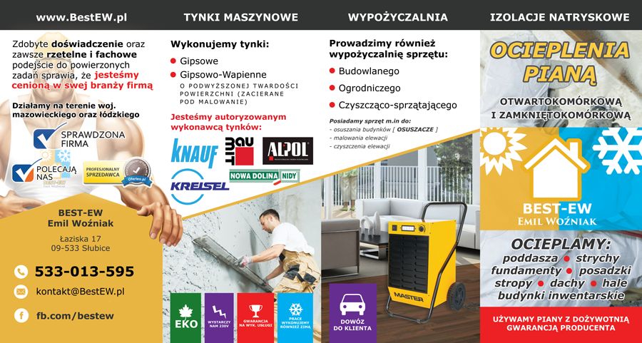 Ocieplenie pianą PUR,WEŁNĄ,CELULOZĄ,naprawa izolacji, wieszaki GRATIS