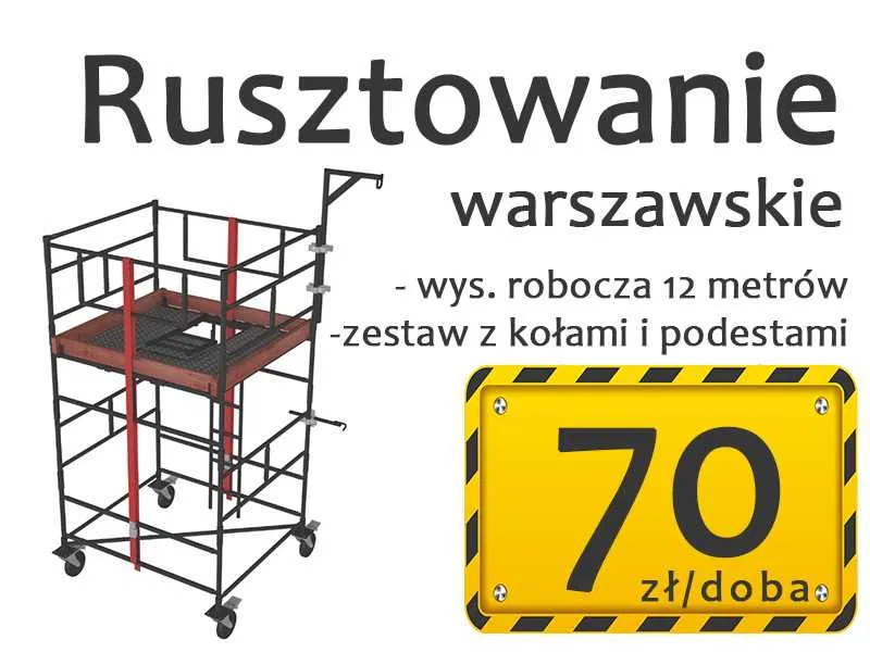 Rusztowanie warszawskie max 12m zestaw kompletny koła ramki podesty