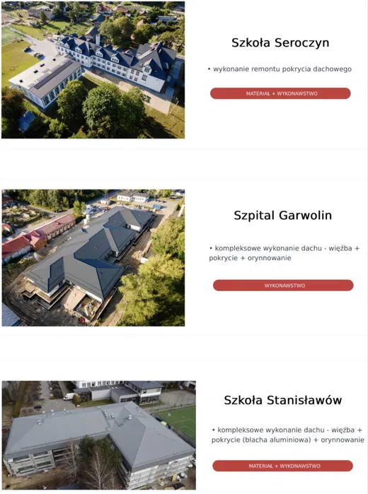 Usługa dekarska kompleksowo z materialem VAT 8% DACHY WIĘŹBY
