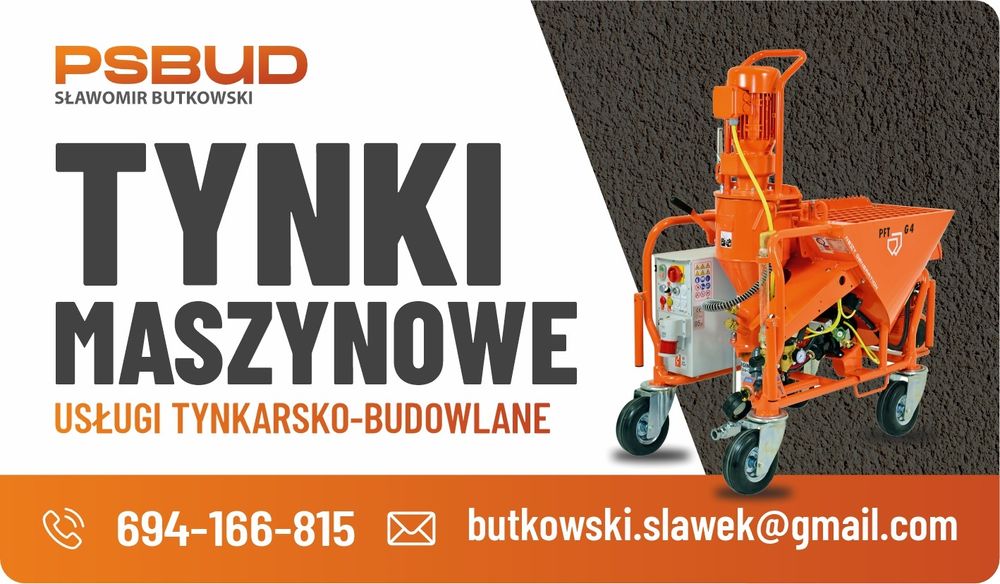 Tynki maszynowe gipsowe, cementowo -wapienne WOLNE TERMINY