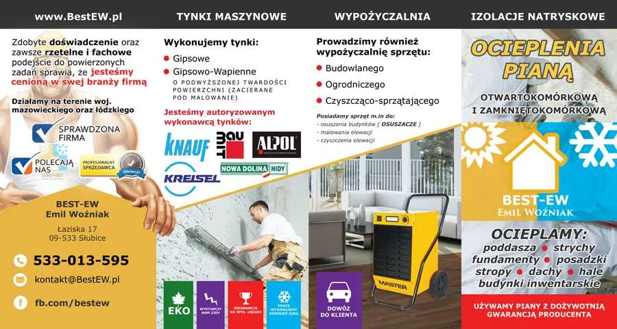 Tynki maszynowe: gipsowe,diamant,hybrydowe,cementowe,osuszanie tynków