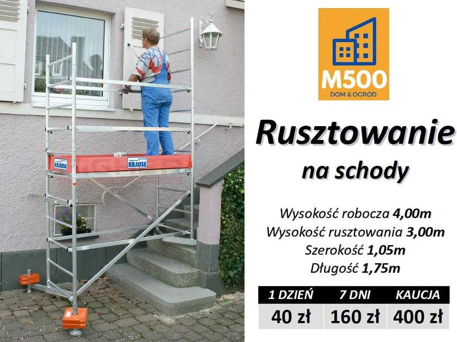 Wypożyczę RUSZTOWANIE 3m wąskie na schody aluminiowe lekkie mobilne