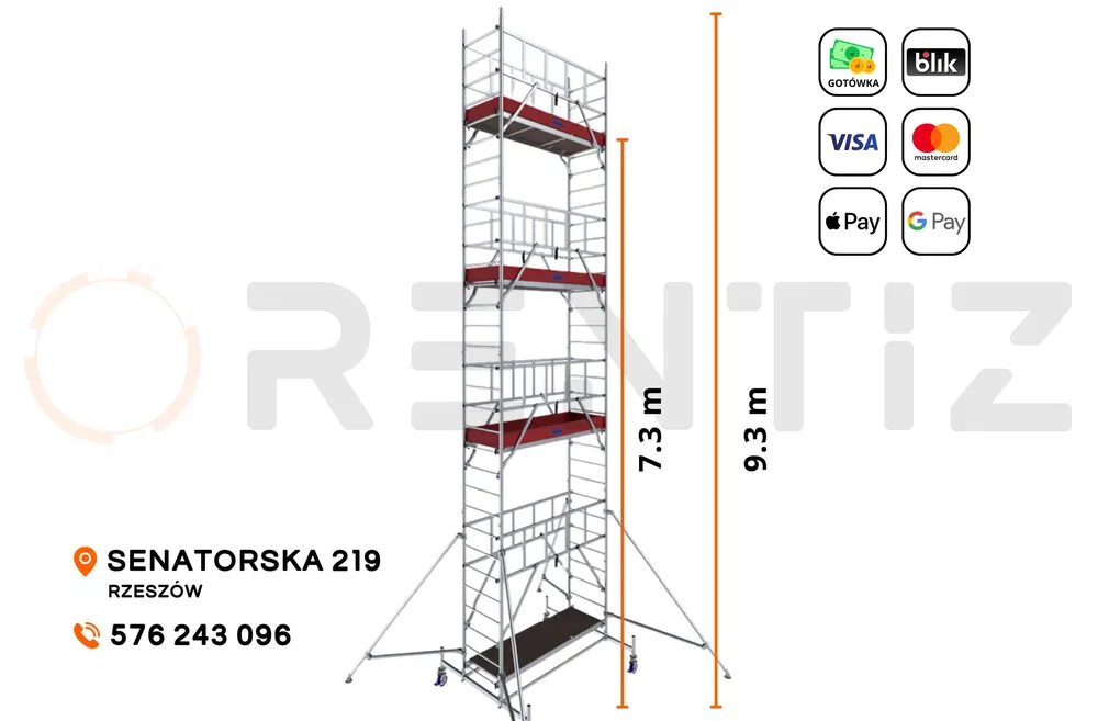 Rusztowanie aluminiowe jezdne, przejezdne - wynajem, wypożyczalnia