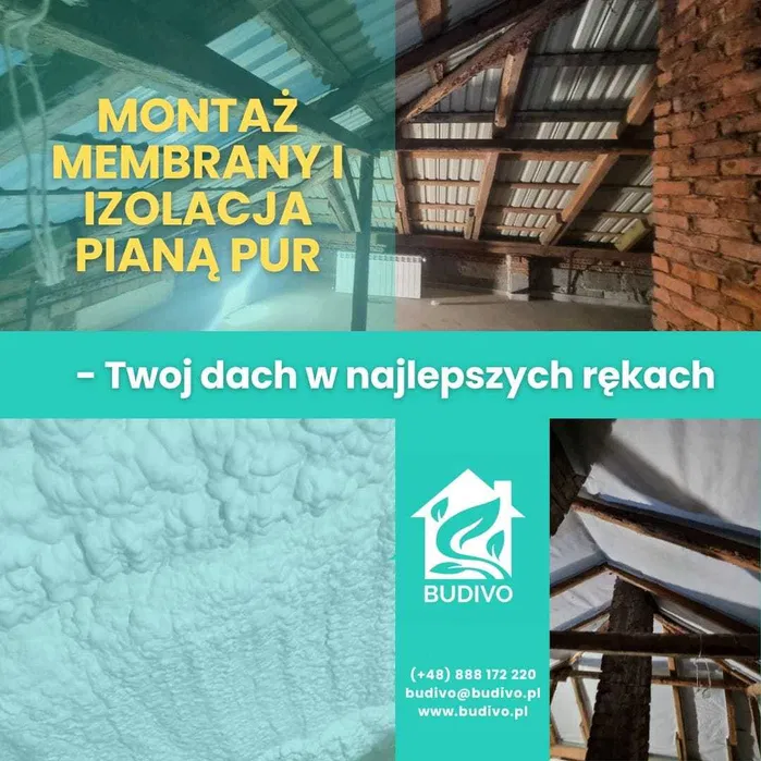 Ocieplanie pianą PUR izolacja pianką poddasze strop fundament Celuloza
