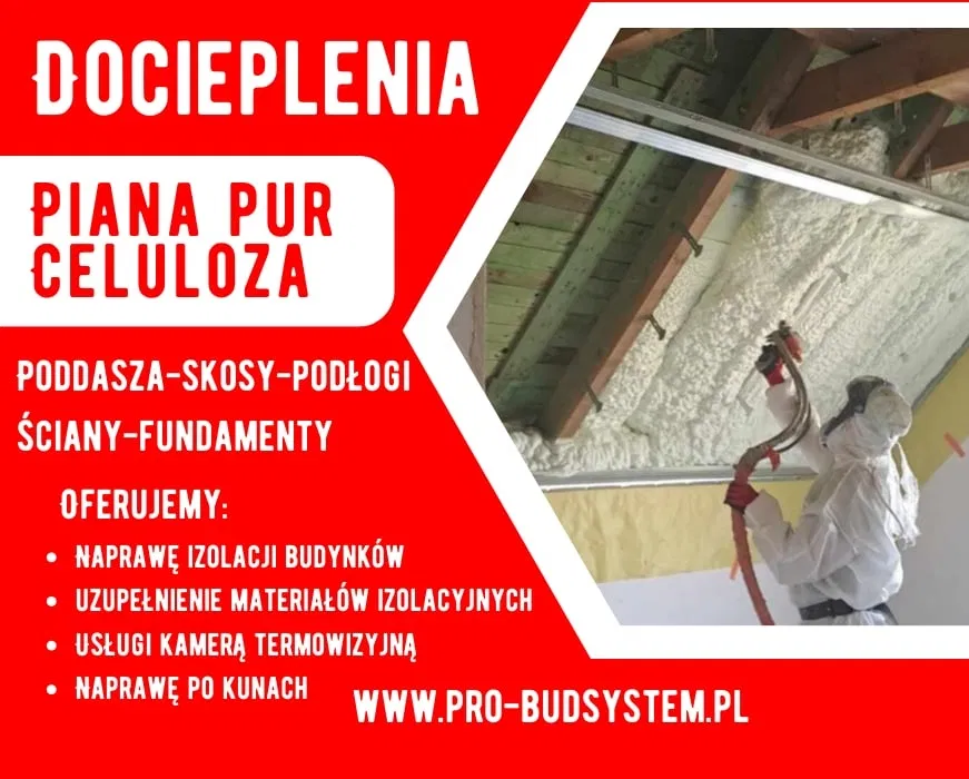 Docieplenie Pianką PUR Ocieplanie poddasza Celuloza Termowizja Pianka