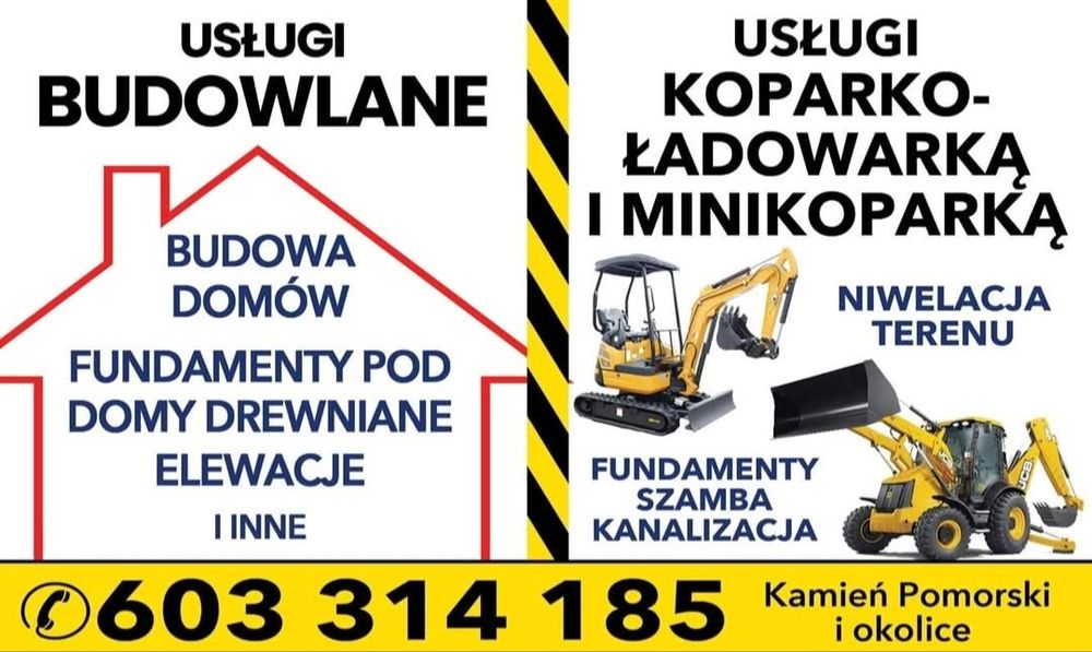 Fundamenty. Prace ziemne. Kostka brukowa. Ogrodzenia. Budowa domów