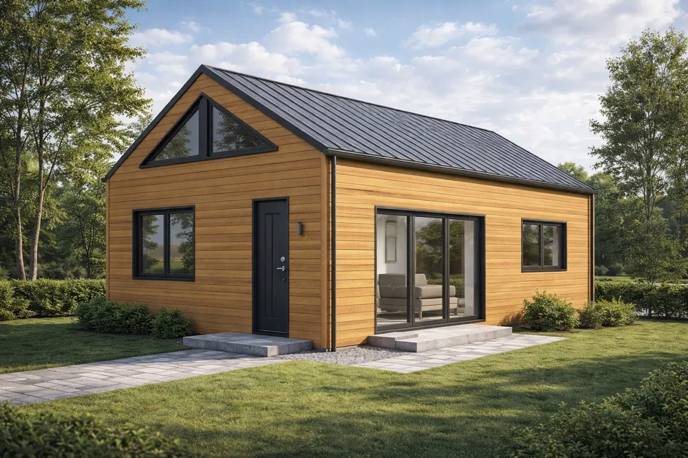 NOWOCZESNE DOMKI SZKIELETOWE 35 m² | C24 | Modułowe lub Tradycyjne