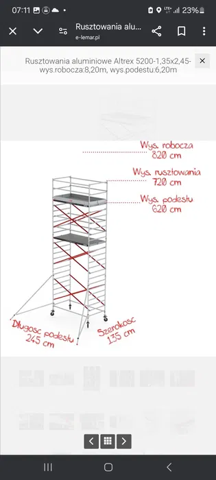 Rusztowanie aluminiowe Altrex 5200 wynajem wypożyczalnia sprzętu budow