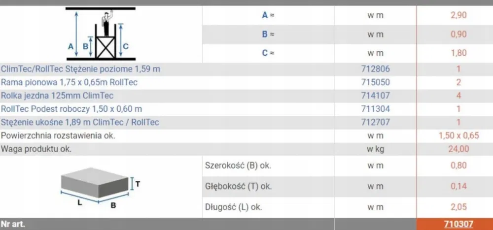 Wynajem, Rusztowanie alu składane przejezdne Krause RollTec na schody