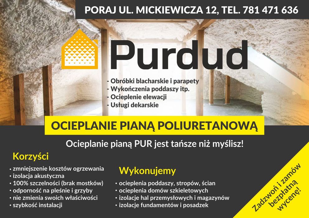 Piana Pur ocieplenie poddasza izolacja pianką RATY , ocieplanie pianą