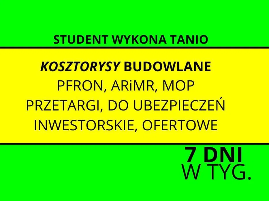 Student z doświadczeniem wykona kosztorysy budowlane z wielu branż