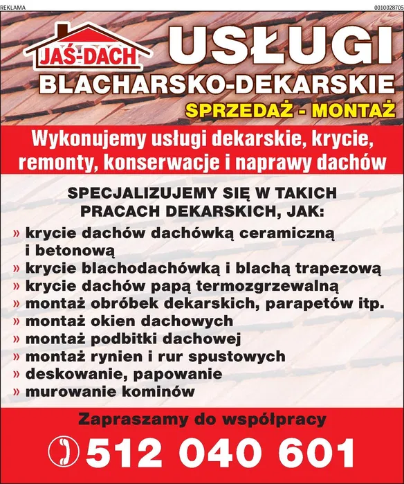 Dekarz pokrycia dachowe materiały 8% VAT