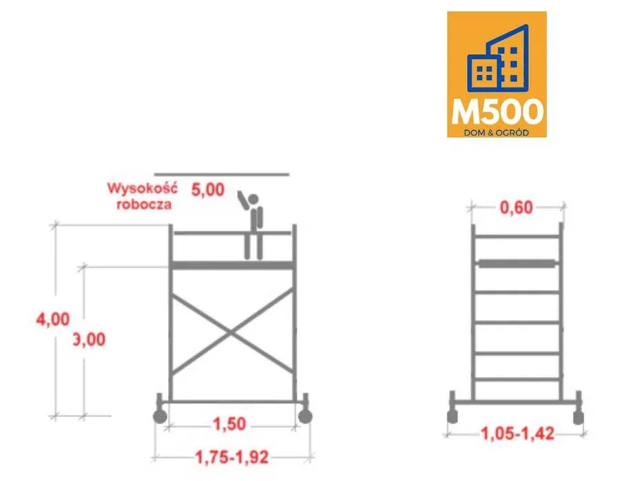 Wypożyczę RUSZTOWANIE 5m aluminiowe lekkie mobilne zwyżka remont