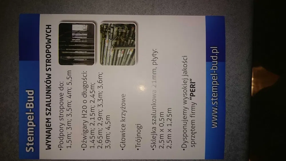 Wynajem Wypożyczalnia SZALUNKI Stropowe Podpory_Stemple PERI-Warszawa