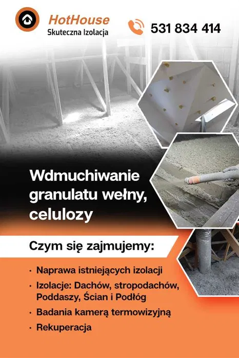 Ocieplenia poddasza Piana PUR, celuloza, wełna skalna