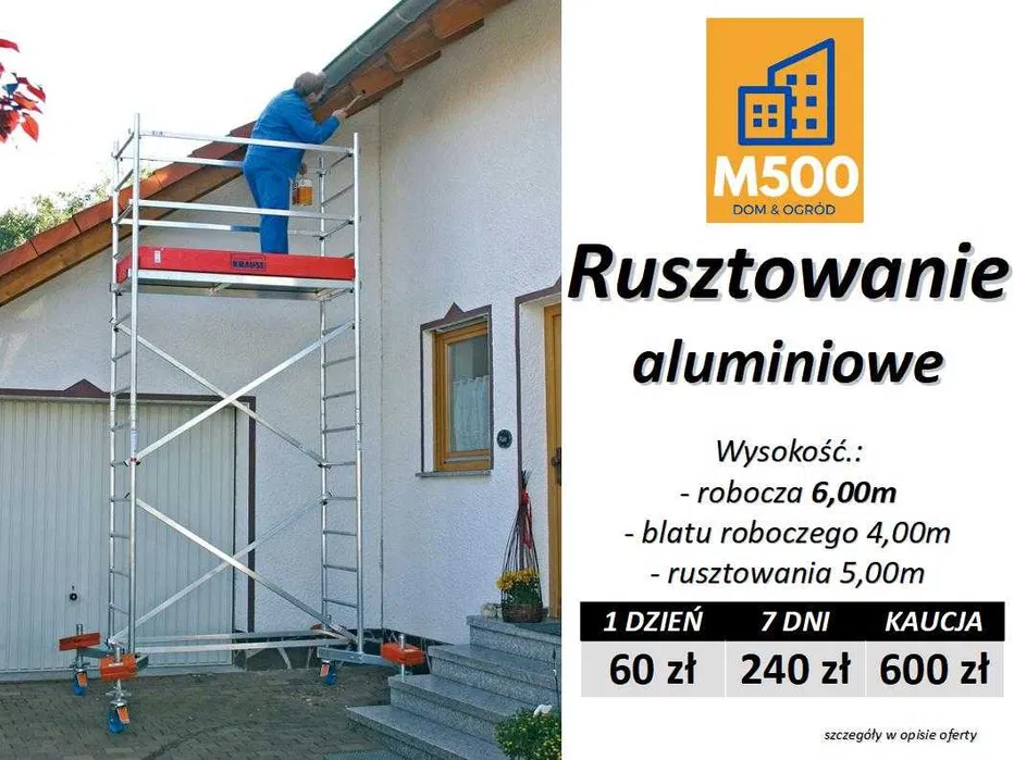 Wynajmę RUSZTOWANIE 6m aluminiowe lekkie mobilne wypożyczę wynajem