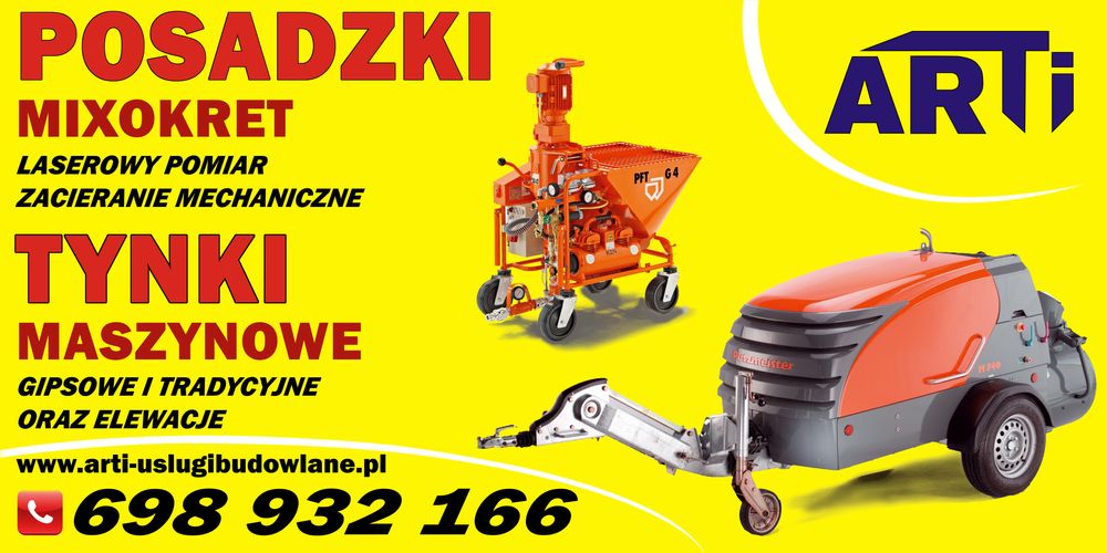 Tynki maszynowe Posadzki Wylewki miksokret Jastrych