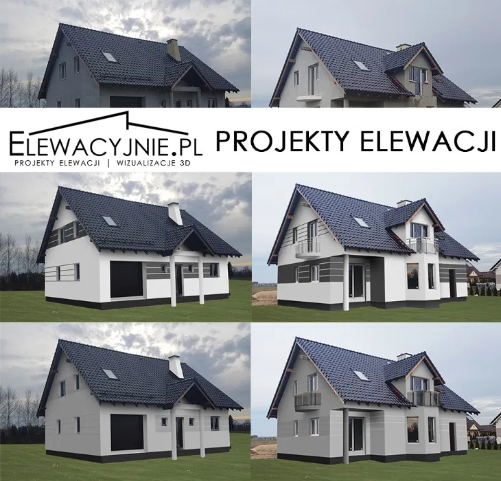 Projekt elewacji / Wizualizacje elewacji na zdjęciach/Elewacje domu 3D
