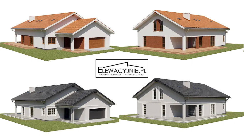 Projekt elewacji / Wizualizacje elewacji na zdjęciach/Elewacje domu 3D