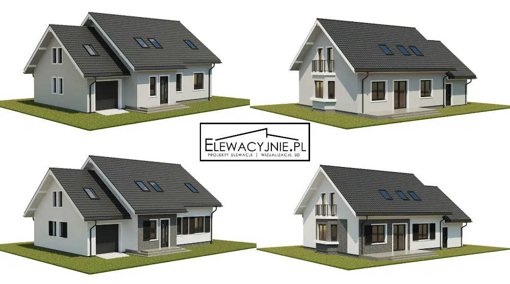 Projekt elewacji / Wizualizacje elewacji na zdjęciach/Elewacje domu 3D