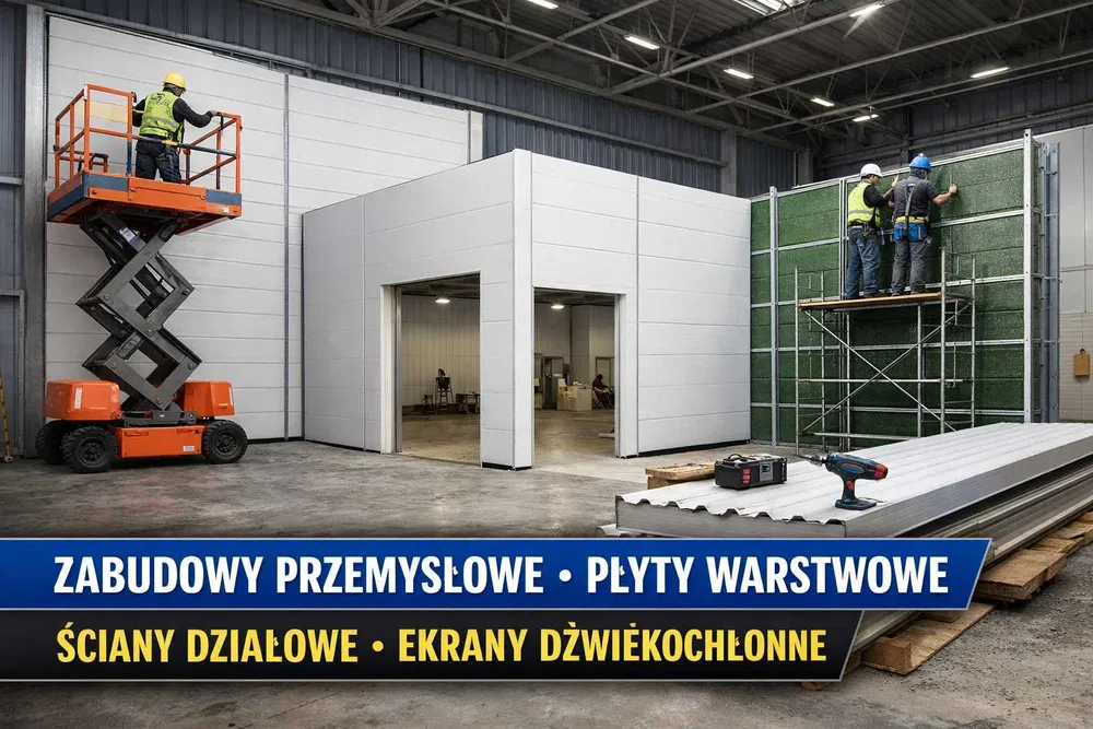 Zabudowy przemysłowe | Montaż płyt warstwowych / Ściany działowe