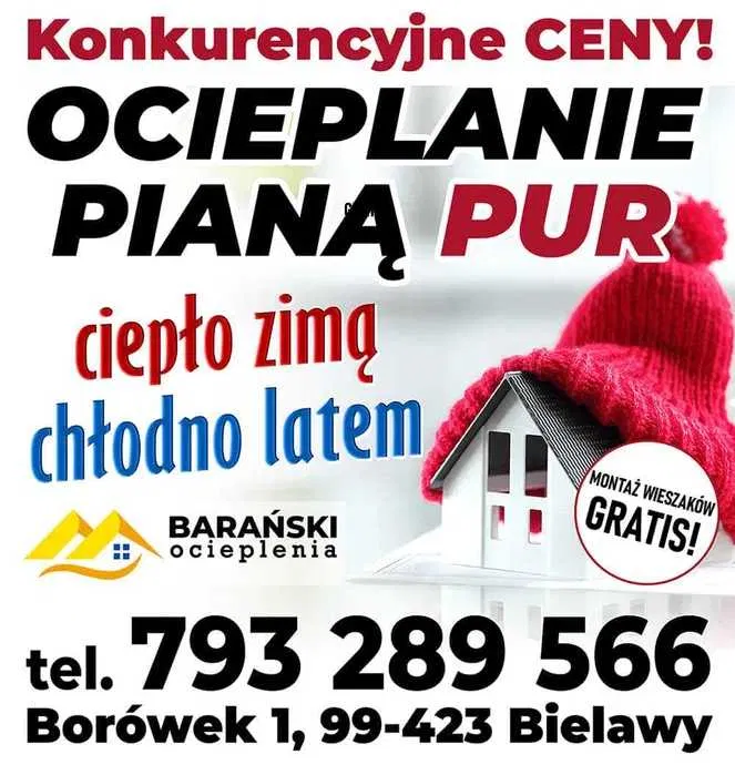 Ocieplenie pianą PUR od 48 zł/m² | Poddasza, stropy, Pianka | Kutno