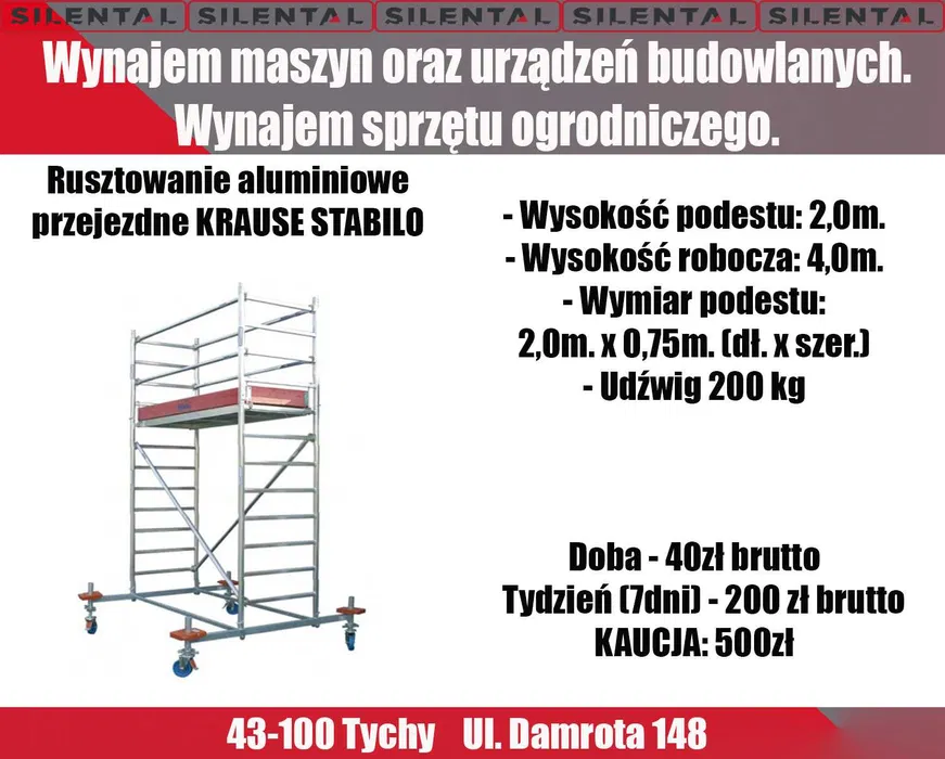 Rusztowanie aluminiowe przejezdne podnośnik montażowy podest roboczy