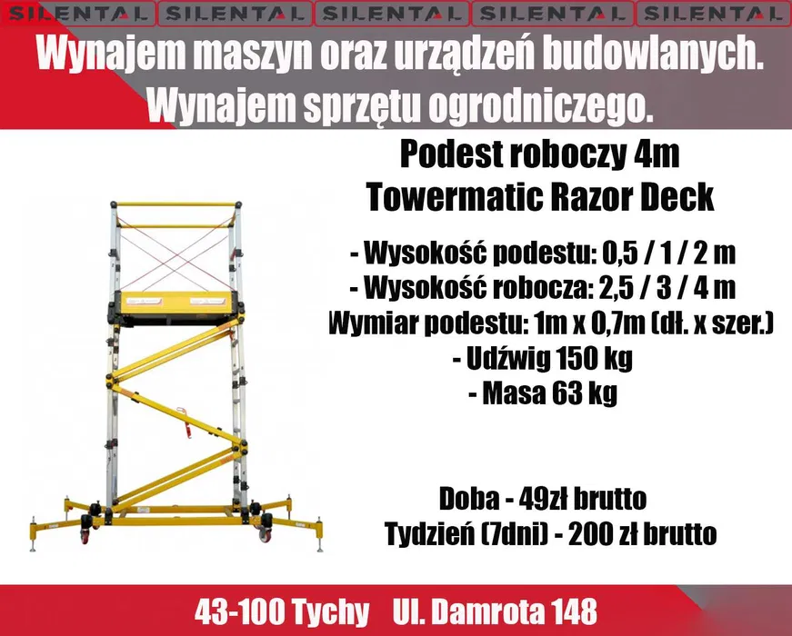 Rusztowanie aluminiowe przejezdne podnośnik montażowy podest roboczy