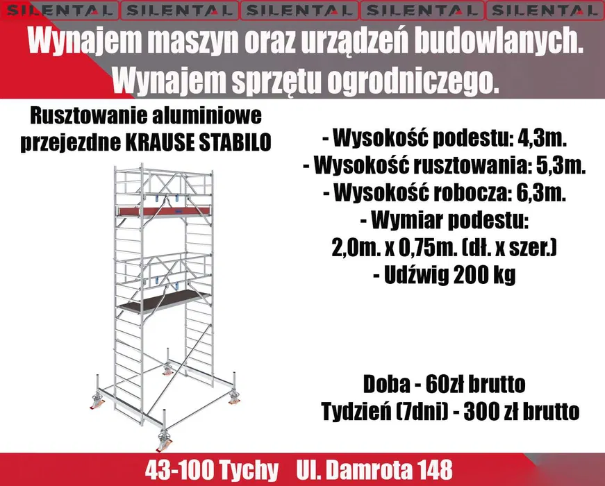 Rusztowanie aluminiowe przejezdne podnośnik montażowy podest roboczy