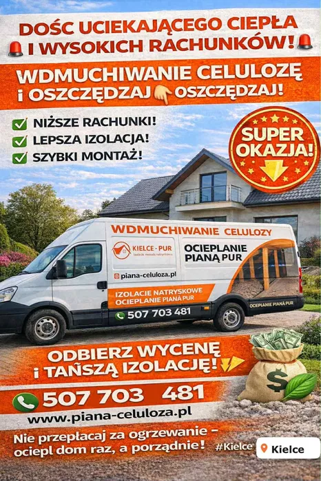 Piana-Celuloza piana PUR, ocieplenie poddaszy Skarżysko i okolice